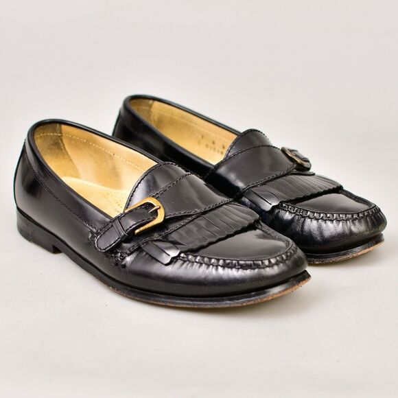 COLE HAAN LOAFER DRESS SHOES MENS 7D BLK LEATHER BUCKLE KILTIE MONK STRAP 3518 - Picture 1 of 11